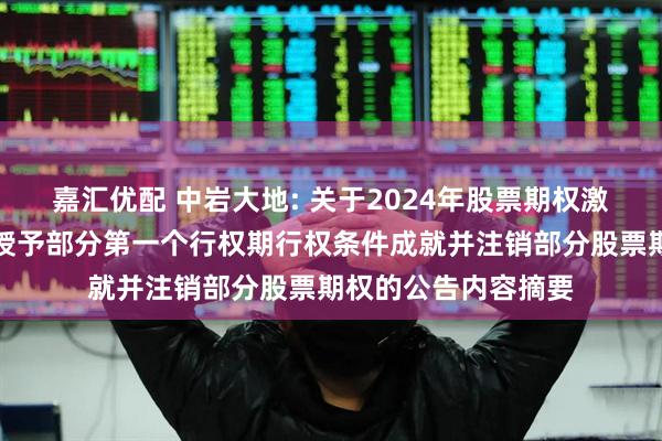 嘉汇优配 中岩大地: 关于2024年股票期权激励计划调整及首次授予部分第一个行权期行权条件成就并注销部分股票期权的公告内容摘要