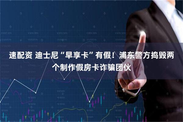 速配资 迪士尼“早享卡”有假！浦东警方捣毁两个制作假房卡诈骗团伙