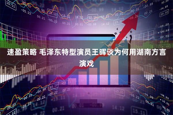 速盈策略 毛泽东特型演员王晖谈为何用湖南方言演戏