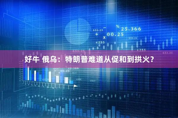 好牛 俄乌：特朗普难道从促和到拱火？