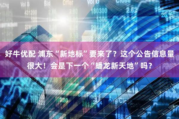 好牛优配 浦东“新地标”要来了？这个公告信息量很大！会是下一个“蟠龙新天地”吗？